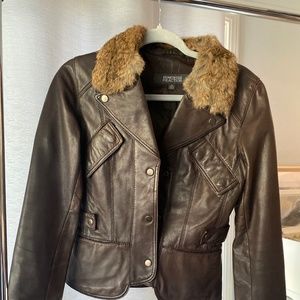 Brown leather jacket